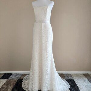 Vivian Diamond Ivory Sequin Lace Strapless Wedding Dress 10 NWT